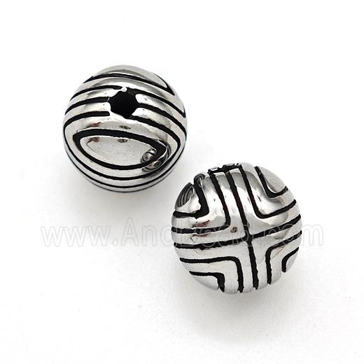 Stainless Steel Round Beads Antique Silver