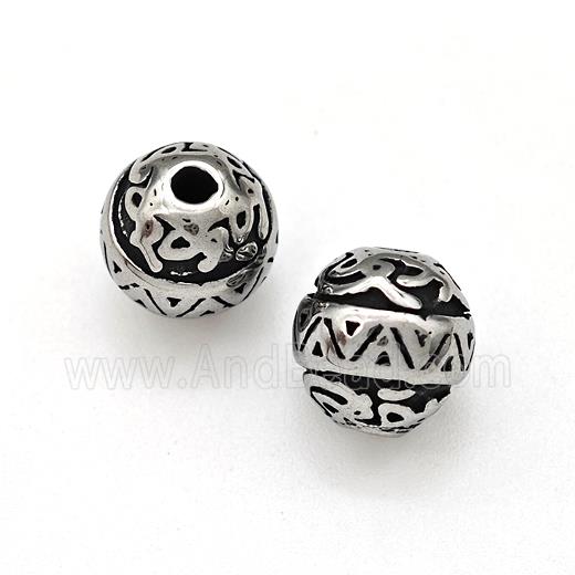 Stainless Steel Round Beads Antique Silver