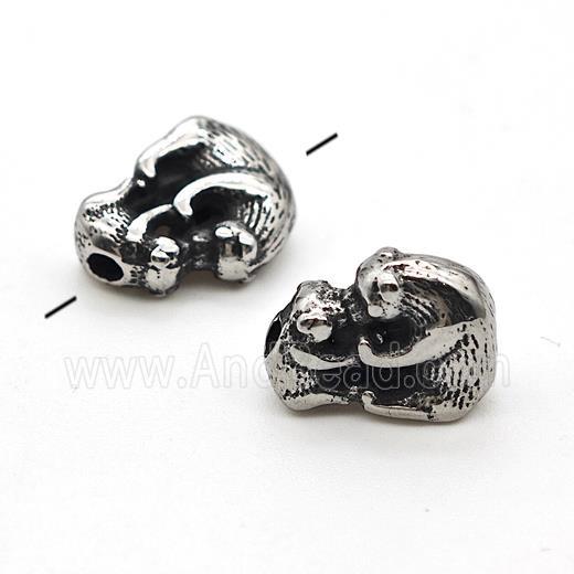 Stainless Steel Bear Beads Antique Silver