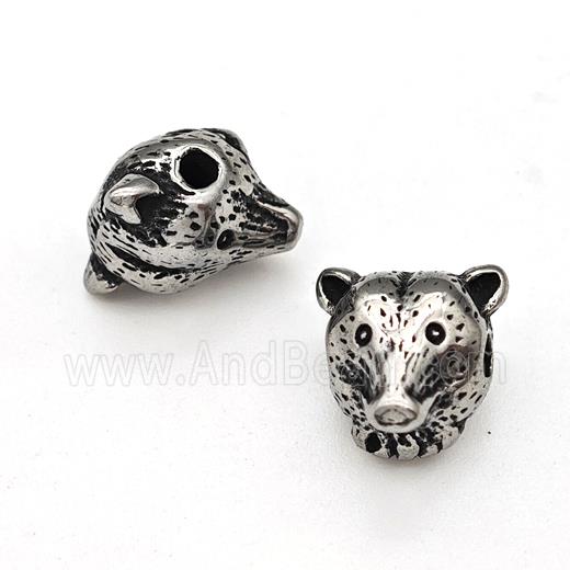 Sideburns Dog Charms Stainless Steel Beads Antique Silver