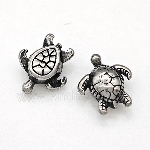 Stainless Steel Tortoise Beads Antique Silver
