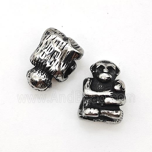 Stainless Steel Monkey Beads Antique Silver