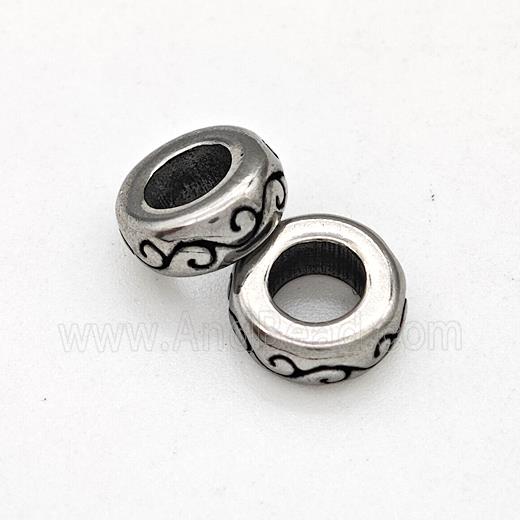 Stainless Steel Rondelle Beads Antique Silver