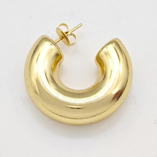 304 Stainless Steel Stud Earring Gold Plated