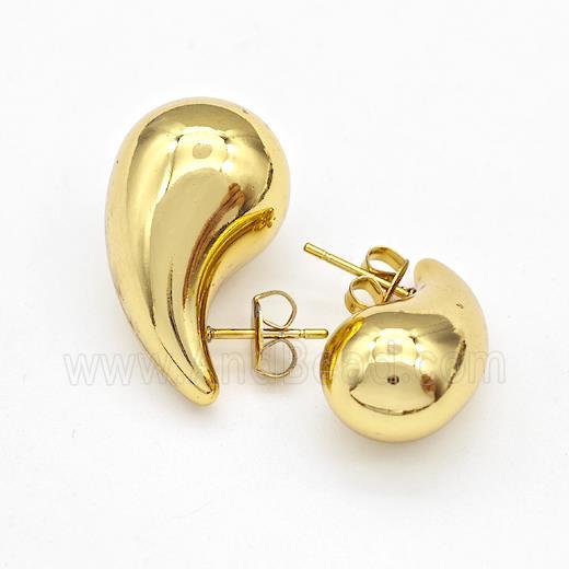 304 Stainless Steel Stud Earring Teardrop Hollow Gold Plated