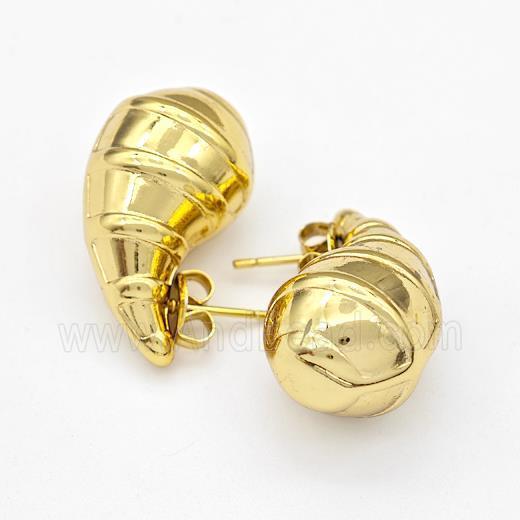 304 Stainless Steel Stud Earring Teardrop Hollow Gold Plated