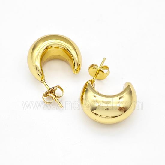 304 Stainless Steel Stud Earring Hollow Banana Gold Plated