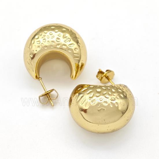 304 Stainless Steel Stud Earring Hollow Gold Plated