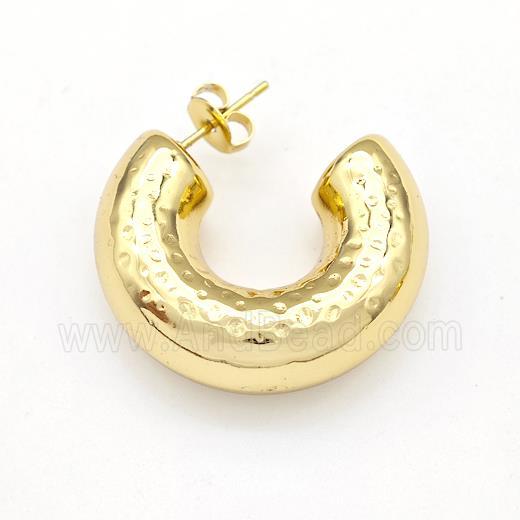 304 Stainless Steel Stud Earring Hollow Gold Plated