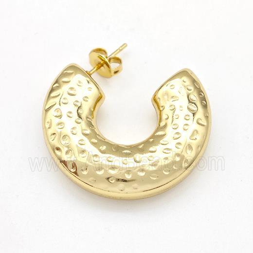 304 Stainless Steel Stud Earring Hollow Gold Plated