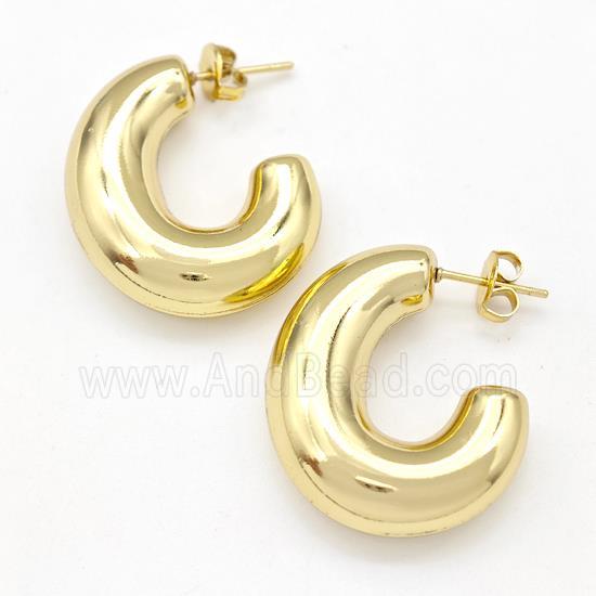 304 Stainless Steel Stud Earring Hollow Gold Plated
