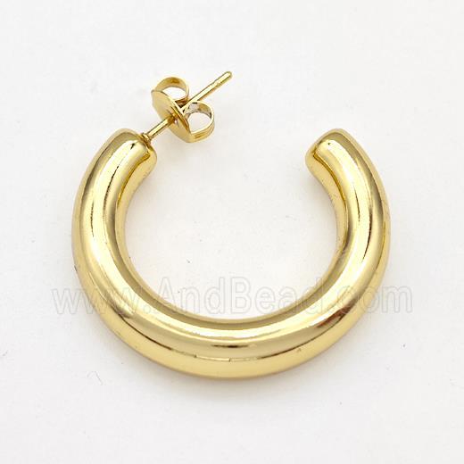 304 Stainless Steel Stud Earring Hollow Gold Plated