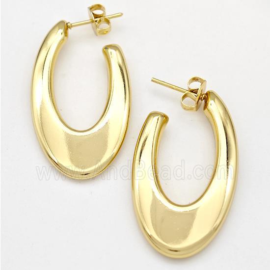 304 Stainless Steel Stud Earring Hollow Gold Plated