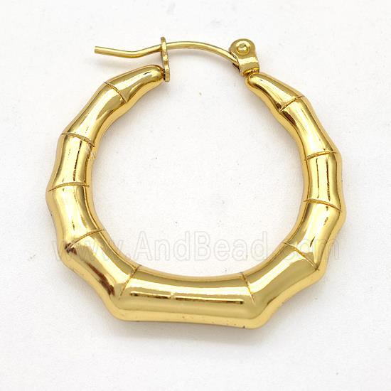 304 Stainless Steel Earring Hollow Bamboo Gold Plated