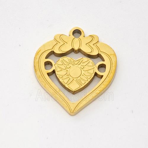 Stainless Steel Heart Pendant Gold Plated