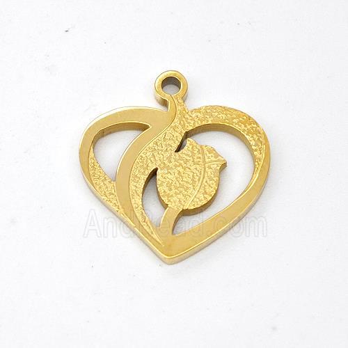 Stainless Steel Heart Pendant Tulip Gold Plated