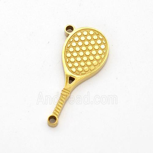 Tennis Racket Charms Stainless Steel Pendant Sports Gold Plated