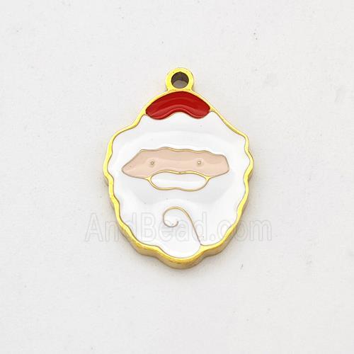 Santa Claus Charms 304 Stainless Steel Pendant Enamel Gold Plated
