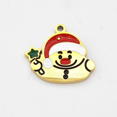 Santa Claus Charms Stainless Steel Pendant Enamel Gold Plated