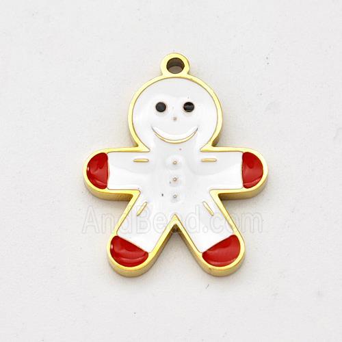 Christmas Snowman Charms Stainless Steel Pendant Enamel Gold Plated