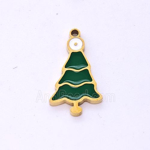 Christmas Tree Charms Stainless Steel Pendant Enamel Gold plated