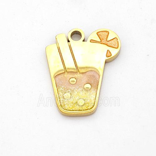 Ice Cream Bottle Drink Cup Charms Stainless Steel Pendant Painted Gold Plated