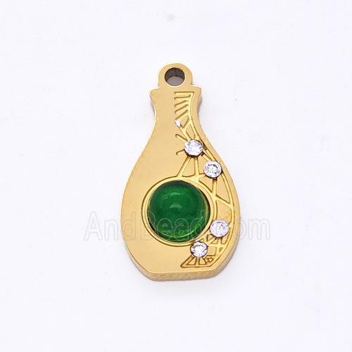 Stainless Steel Bottle Pendant Pave Rhinestone Rhinestone Gold Plated