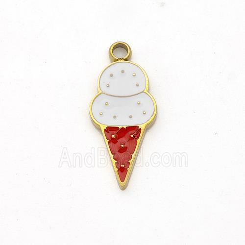 Ice Cream Charms Stainless Steel Pendant Enamel Gold Plated