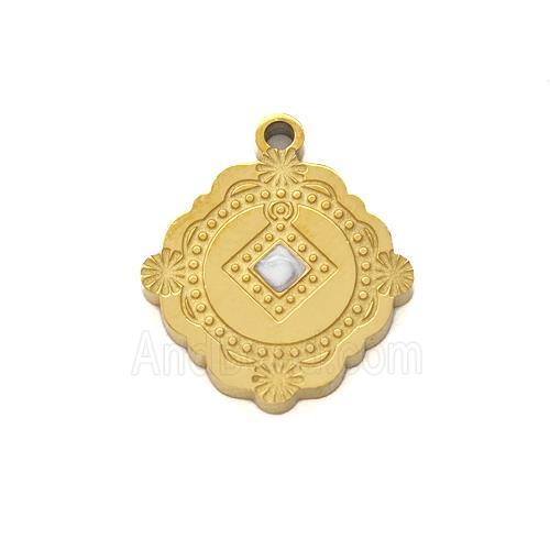 Stainless Steel Pendant White Painted Gold Plated
