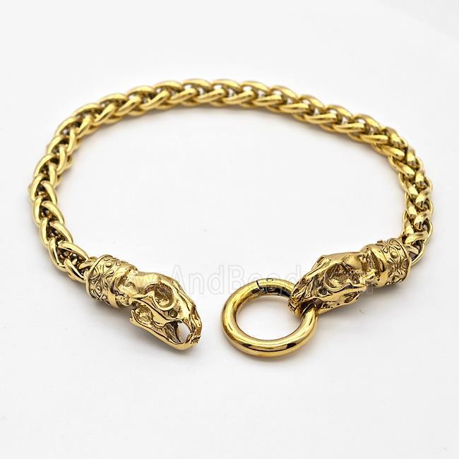 304 Stainless Steel Bracelet Skull Gold Plated