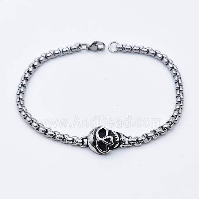 304 Stainless Steel Skull Bracelet Antique Silver