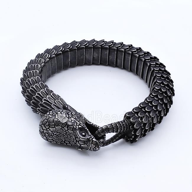 304 Stainless Steel Snake Bracelet Antique Black