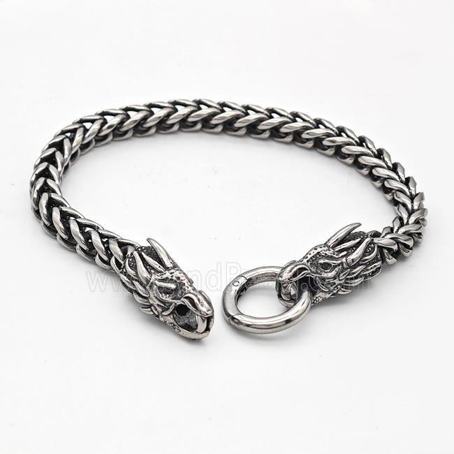 304 Stainless Steel Dragonhead Bracelet Antique Silver