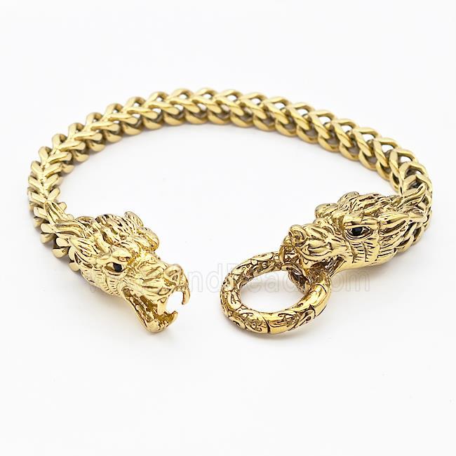 304 Stainless Steel Dragon Bracelet Gold Plated