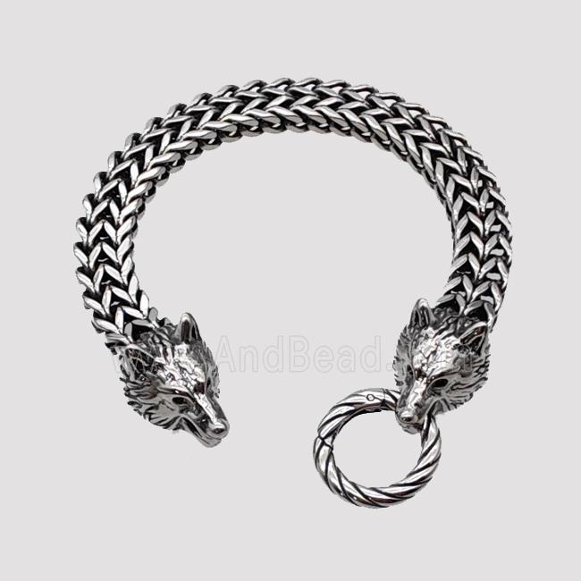 304 Stainless Steel Wolf Bracelet Antique Silver