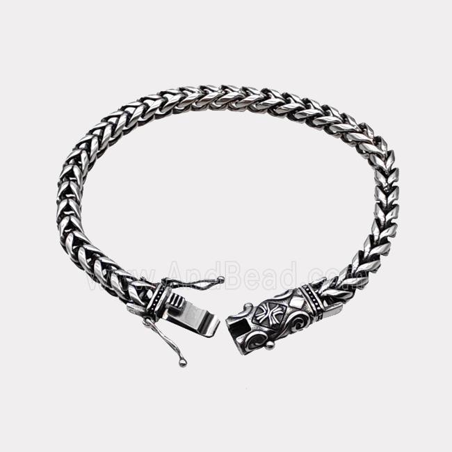 304 Stainless Steel Bracelet Antique Silver