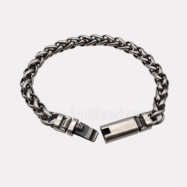 304 Stainless Steel Bracelet Antique Silver