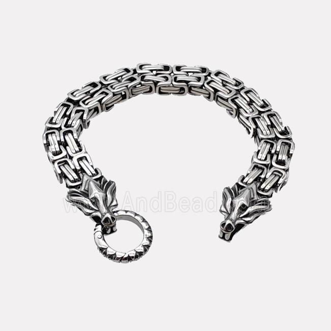 304 Stainless Steel Dragon Bracelet Antique Silver