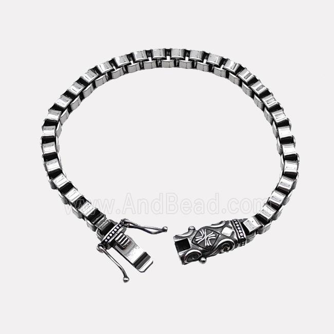 304 Stainless Steel Bracelet Antique Silver