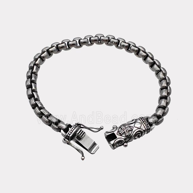 304 Stainless Steel Bracelet Antique Silver