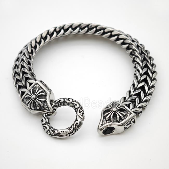304 Stainless Steel Cross Bracelet Antique Silver