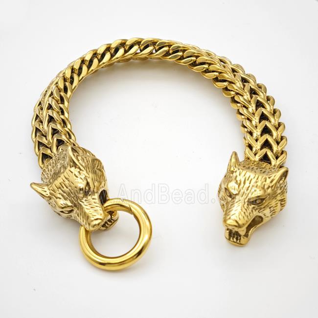 304 Stainless Steel Bracelet Wolf Gold Plated