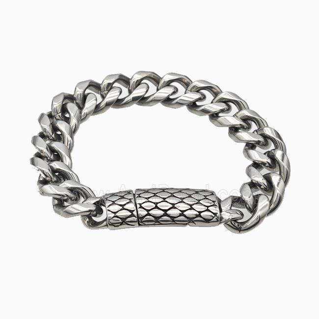 304 Stainless Steel Bracelet Snakeskin Antique Silver