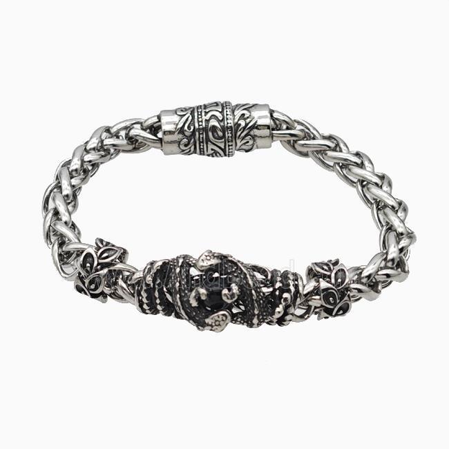 304 Stainless Steel Bracelet Snake Antique Silver