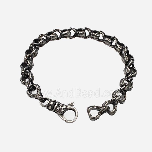 304 Stainless Steel Bracelet Antique Silver