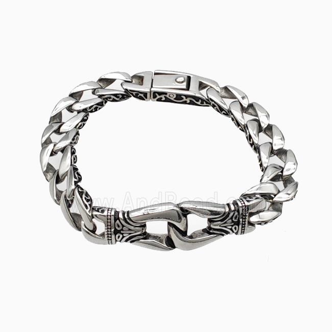 304 Stainless Steel Bracelet Antique Silver