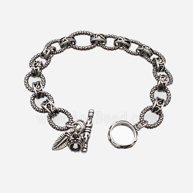 304 Stainless Steel Bracelet Antique Silver
