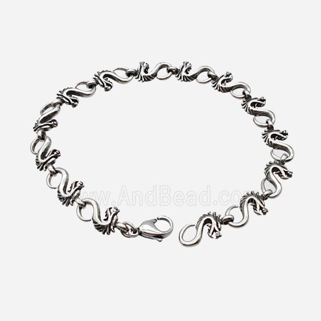 304 Stainless Steel Bracelet Antique Silver