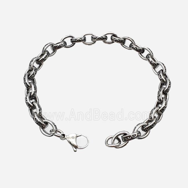 304 Stainless Steel Bracelet Antique Silver