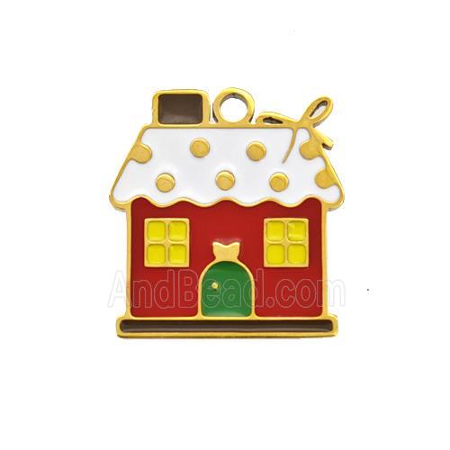 Christmas House Charms 304 Stainless Steel Pendant Enamel Gold Plated